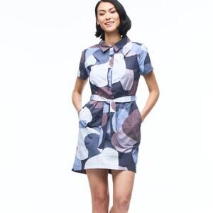 Indyeva Kilim III Shirt Dress Blue Geo Print Mini Athletic Size Medium
